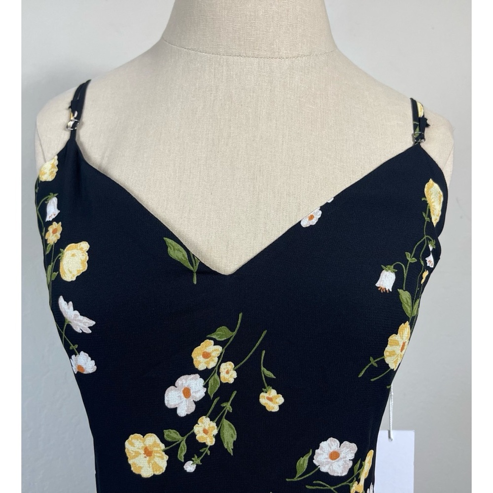 Reformation Black Floral Sleeveless Lightweight Midi Dress - Picture 2 of 4